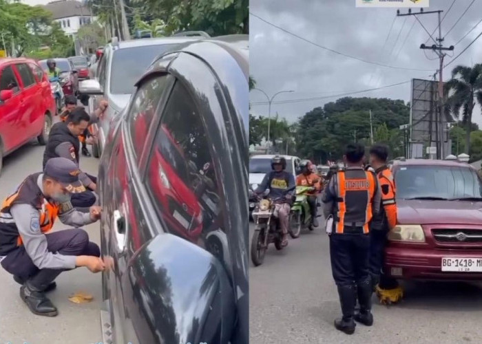 Dishub Palembang Tindak Tegas, Mobil Parkir Liar di Jalan Madang Digembosi Ban