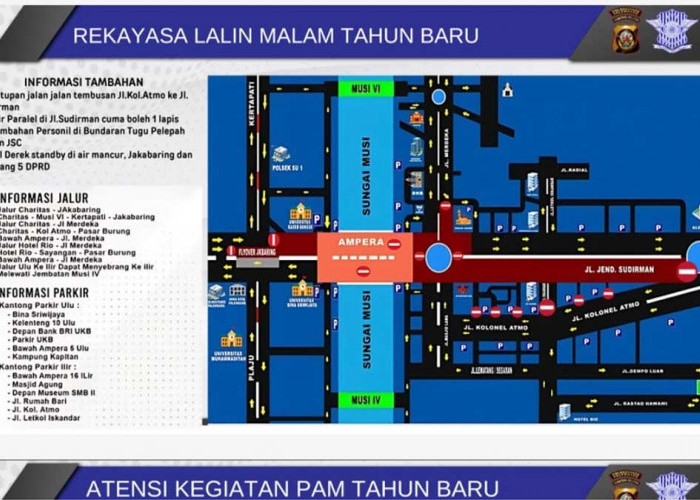 Jembatan Ampera Ditutup! Ini Skema Rekayasa Lalu Lintas Malam Tahun Baru 2025 Palembang