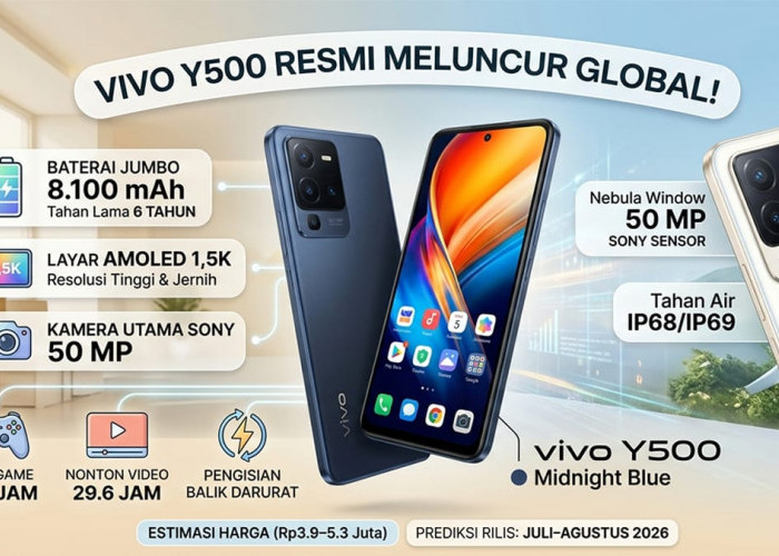 Awet Sampai 6 Tahun! Vivo Resmi Rilis Y500 dengan Baterai Monster 8.100 mAh yang Kuat Main Game 10 Jam