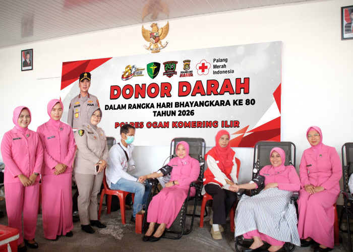 Hari Bhayangkara ke-80, Polres OKI Gelar Bhakti Sosial Donor Darah