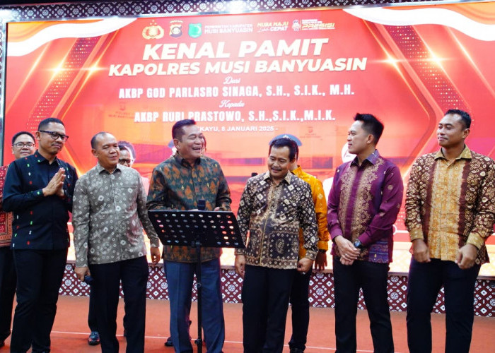 Bupati Muba Didampingi Pimpinan Forkopimda Lepas dan Sambut Kapolres Baru