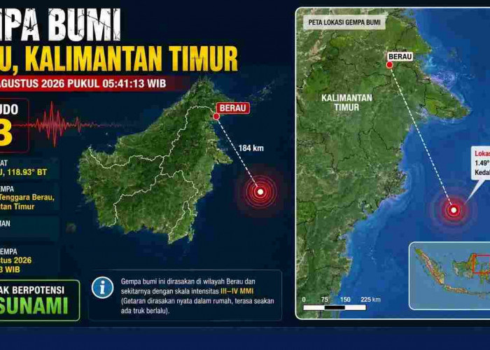 Gempa Beruntun Guncang Indonesia Pagi Ini, Berau Kaltim Magnitudo 4,3