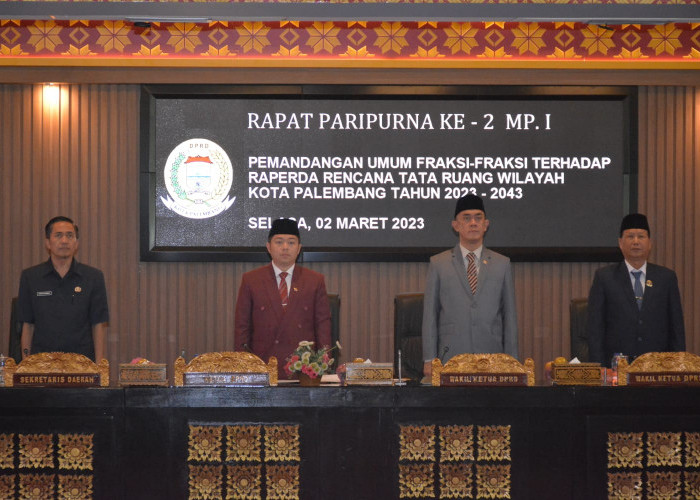 DPRD Palembang Gelar Paripurna Pemandangan Umum Fraksi-fraksi Terhadap Raperda RTRW