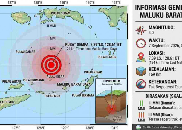 Gempa Magnitudo 4,0 Guncang Maluku Barat Daya Dini Hari, BMKG: Tak Berpotensi Tsunami!