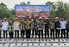 Dandim Letkol Inf David Jihandika Bersama Forkopimda Tanam Bawang Putih Serentak di Lahat