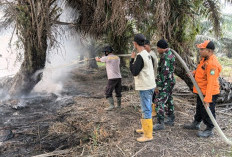 Anggota Polsek Sanga Desa Bersama Petugas Padamkan Karhutla di Desa Air Balui, Akses Lokasi Jadi Kendala