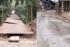 Warga Resah! Jembatan Gantung di Desa Suro Musi Rawas Rusak Parah dan Miring