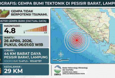 Rentetan Gempa Guncang Indonesia Pagi Ini, Terkuat M4,8 di Lampung