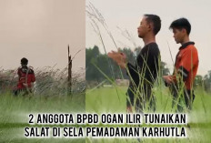 Viral! Momen Haru 2 Anggota BPBD Ogan Ilir Tetap Shalat di Tengah Kepungan Api Karhutla
