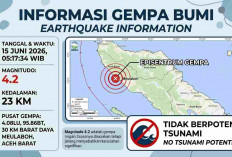 Gempa Magnitudo 4,2 Guncang Meulaboh Aceh Pagi Ini, Tak Berpotensi Tsunami