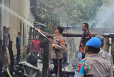 4 Rumah Panggung Ludes Dilalap Si Jago Merah, Respons Cepat Polsek Jejawi Bersama Warga Padamkan Kebakaran