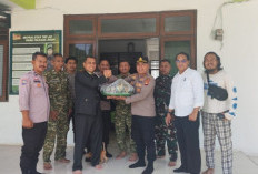 Sambangi Koramil Babat Toman, Kapolsek Sanga Desa Sampaikan Ucapan HUT TNI